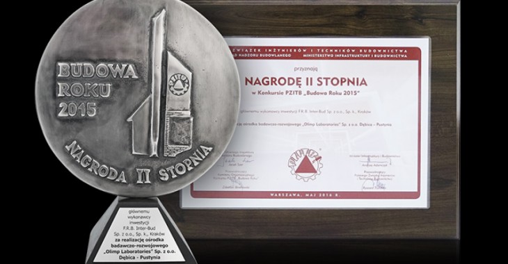Nagroda II stopnia w konkursie Budowa Roku 2015 dla Olimp Laboratories Nagroda II stopnia w konkursie Budowa Roku 2015 dla Olimp Laboratories